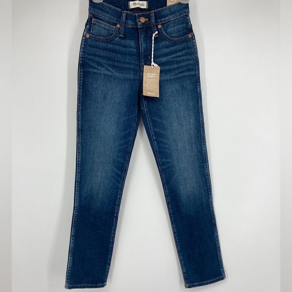 NWT Madewell Slim Straight High Rise Blue Jeans Size W23 - Picture 3 of 12